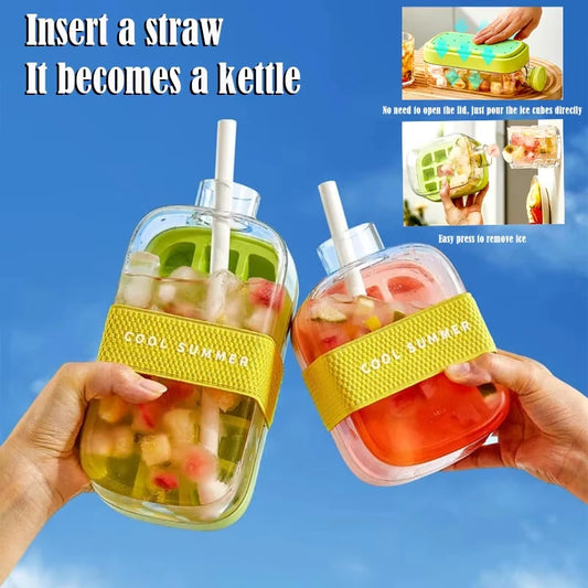 Ice Cube Mold with Beverage Glass Grid with Storage Box