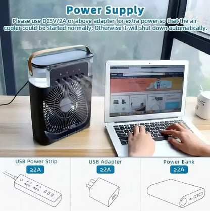 Portable 3-in-1 Air Cooler - Humidifier, LED & Timer