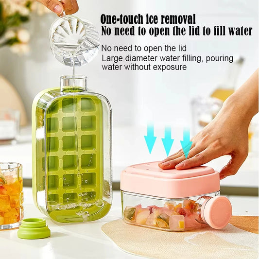 Ice Cube Mold with Beverage Glass Grid with Storage Box