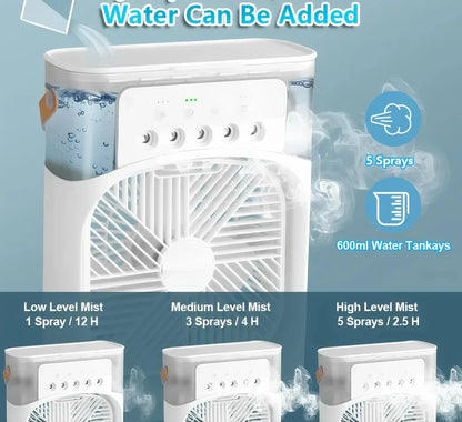 Portable 3-in-1 Air Cooler - Humidifier, LED & Timer